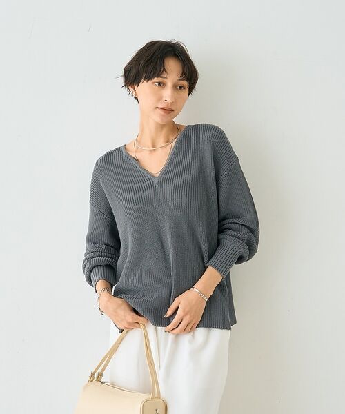 Rouge vif la cle / ルージュ・ヴィフ ラクレ ニット・セーター | 片畦ハートVネックコットンプルオーバーニット【予約】 | 詳細17