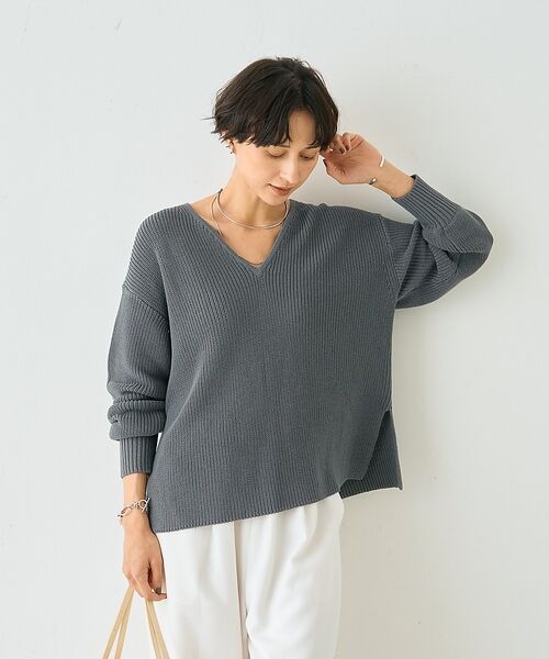 Rouge vif la cle / ルージュ・ヴィフ ラクレ ニット・セーター | 片畦ハートVネックコットンプルオーバーニット【予約】 | 詳細19