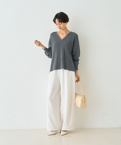 Rouge vif la cle / ルージュ・ヴィフ ラクレ ニット・セーター | 片畦ハートVネックコットンプルオーバーニット【予約】 | 詳細24