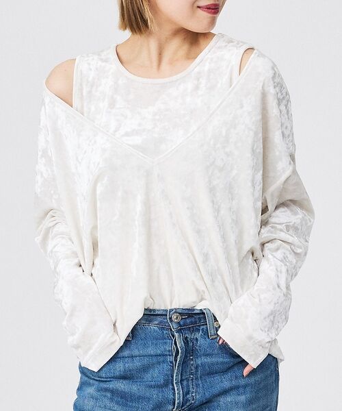 Rouge vif la cle / ルージュ・ヴィフ ラクレ Tシャツ | 【Keena/キーナ】【2枚セット】レイヤーVトップス/トップス/レイヤード/ベ（ホワイト）