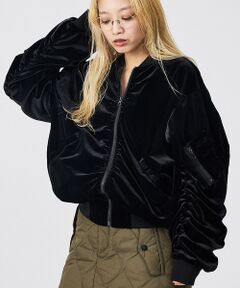 Rouge vif la cle / ルージュ・ヴィフ ラクレ ミリタリージャケット・コート | 【Keena/キーナ】ベルベットMA-1/アウター/ベロア/お出かけ【WEB限定