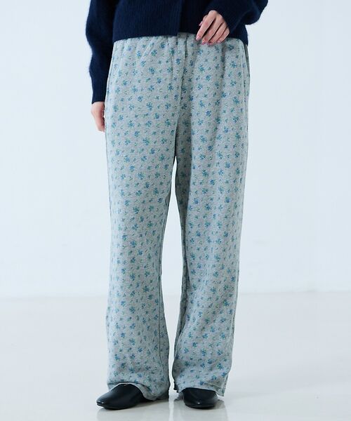 Rouge vif la cle / ルージュ・ヴィフ ラクレ パンツ | 【JEMORGAN/ジェーイーモーガン】ガーゼ裏毛花柄ロングパンツ/JF228-（グレー系その他1）