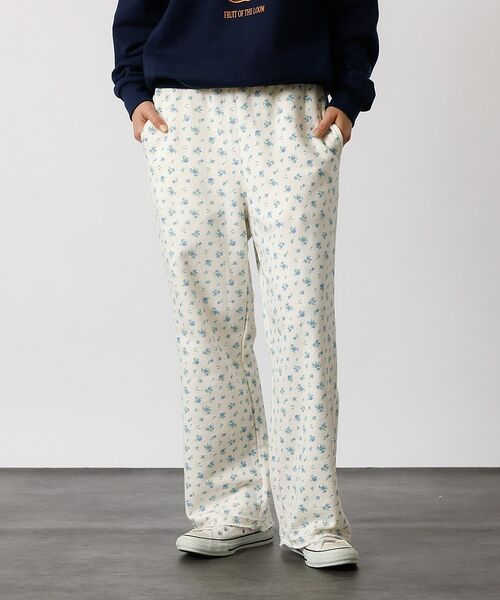 Rouge vif la cle / ルージュ・ヴィフ ラクレ パンツ | 【JEMORGAN/ジェーイーモーガン】ガーゼ裏毛花柄ロングパンツ/JF228-（ホワイト系その他1）