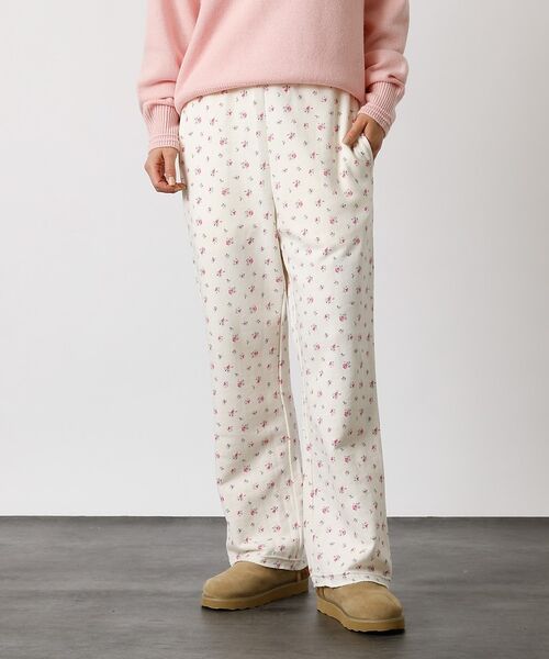 Rouge vif la cle / ルージュ・ヴィフ ラクレ パンツ | 【JEMORGAN/ジェーイーモーガン】ガーゼ裏毛花柄ロングパンツ/JF228-（ホワイト系その他2）