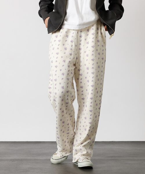 Rouge vif la cle / ルージュ・ヴィフ ラクレ パンツ | 【JEMORGAN/ジェーイーモーガン】ガーゼ裏毛花柄ロングパンツ/JF228-（ホワイト系その他3）