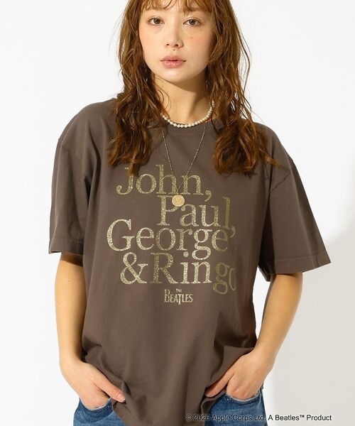 Rouge vif la cle / ルージュ・ヴィフ ラクレ Tシャツ | 【GOOD ROCK SPEED/グッドロックスピード】ロゴT / ラメプリント（ブラウン）