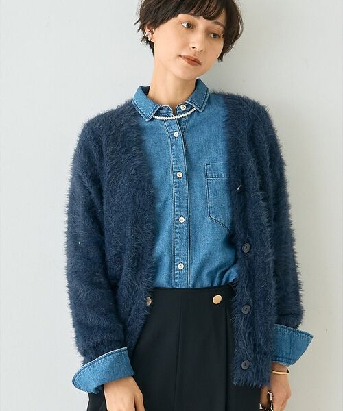 Rouge vif la cle / ルージュ・ヴィフ ラクレ カーディガン・ボレロ | 【一部店舗限定】ラメシャギーニットカーディガン（ネイビー）