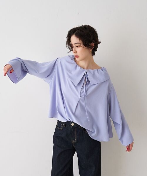 Rouge vif la cle / ルージュ・ヴィフ ラクレ シャツ・ブラウス | オーバーカラー変形テントラインブラウス【予約】 | 詳細3