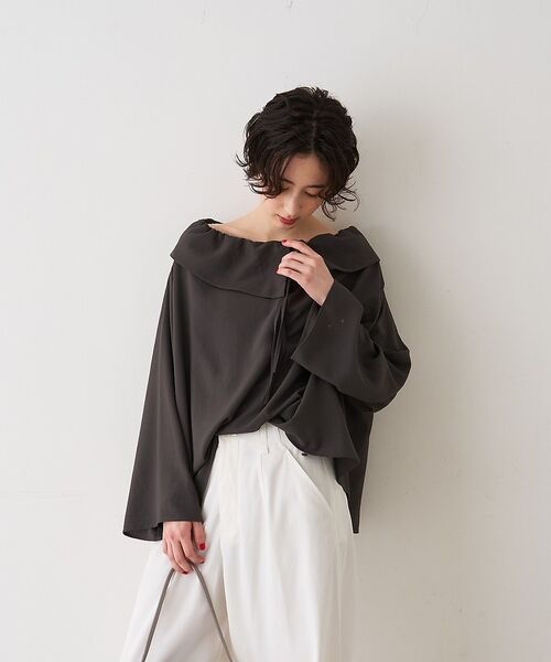 Rouge vif la cle / ルージュ・ヴィフ ラクレ シャツ・ブラウス | オーバーカラー変形テントラインブラウス【予約】 | 詳細15