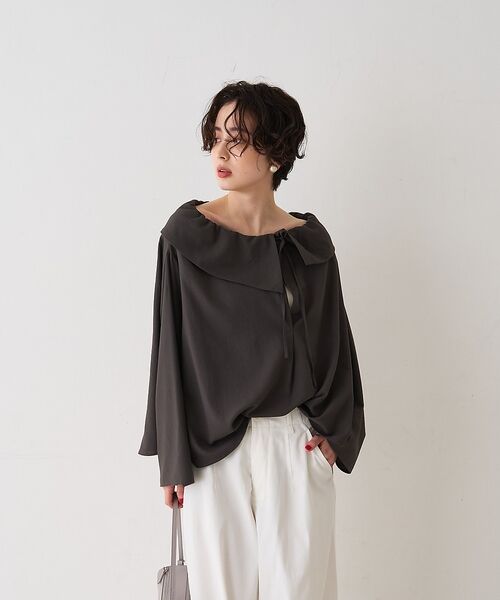 Rouge vif la cle / ルージュ・ヴィフ ラクレ シャツ・ブラウス | オーバーカラー変形テントラインブラウス【予約】 | 詳細16