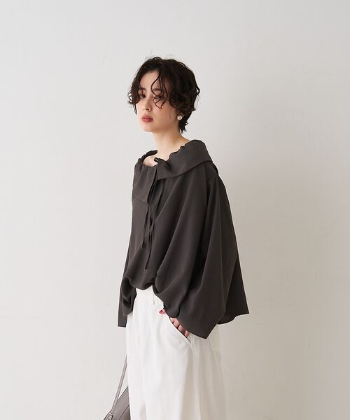 Rouge vif la cle / ルージュ・ヴィフ ラクレ シャツ・ブラウス | オーバーカラー変形テントラインブラウス【予約】 | 詳細17