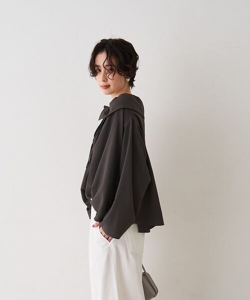 Rouge vif la cle / ルージュ・ヴィフ ラクレ シャツ・ブラウス | オーバーカラー変形テントラインブラウス【予約】 | 詳細18