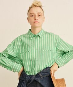 Rouge vif la cle / ルージュ・ヴィフ ラクレ シャツ・ブラウス | 胸ポケットコットンルーズフィットストライプシャツ【予約】