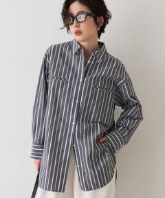 Rouge vif la cle / ルージュ・ヴィフ ラクレ シャツ・ブラウス | 胸ポケットコットンルーズフィットストライプシャツ【予約】