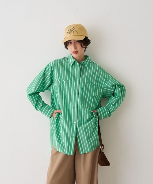 Rouge vif la cle / ルージュ・ヴィフ ラクレ シャツ・ブラウス | 胸ポケットコットンルーズフィットストライプシャツ【予約】 | 詳細1