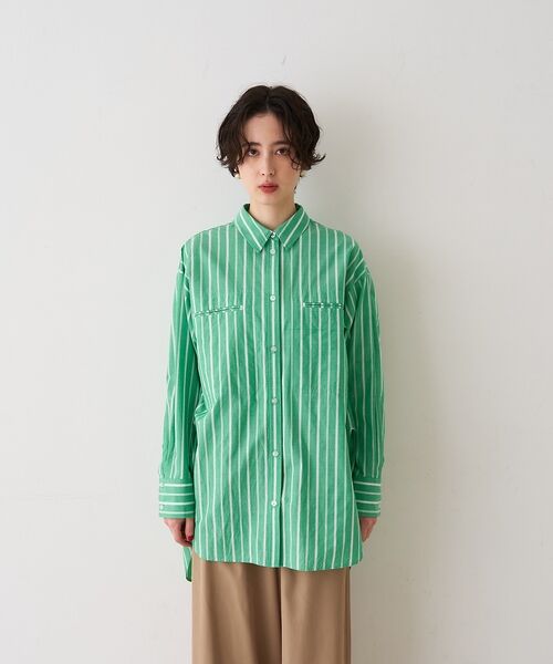 Rouge vif la cle / ルージュ・ヴィフ ラクレ シャツ・ブラウス | 胸ポケットコットンルーズフィットストライプシャツ【予約】 | 詳細25