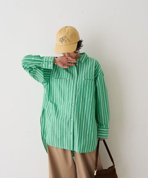 Rouge vif la cle / ルージュ・ヴィフ ラクレ シャツ・ブラウス | 胸ポケットコットンルーズフィットストライプシャツ【予約】 | 詳細4