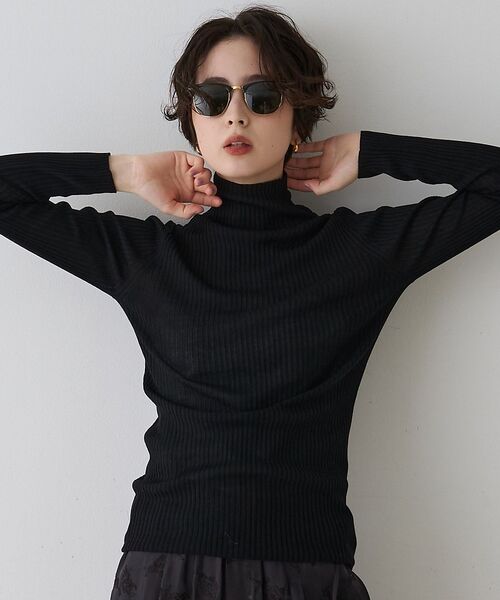 Rouge vif la cle / ルージュ・ヴィフ ラクレ ニット・セーター | 防縮Wシアータートルリブニット【予約】（ブラック）