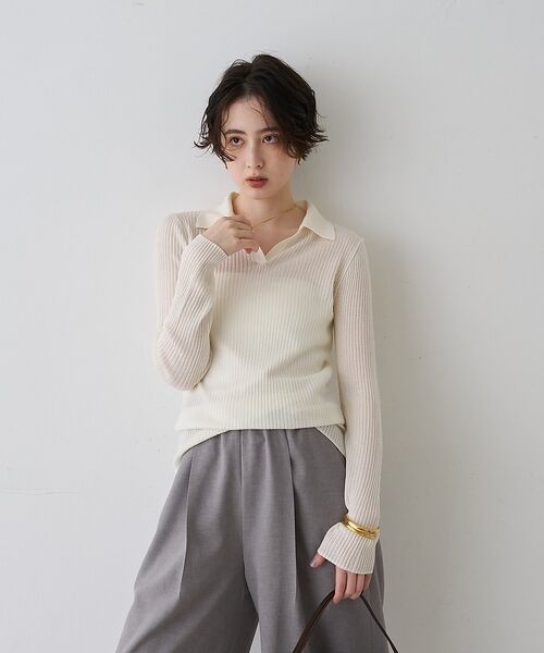 Rouge vif la cle / ルージュ・ヴィフ ラクレ ニット・セーター | 防縮Wシアーポロリブニット【予約】 | 詳細1