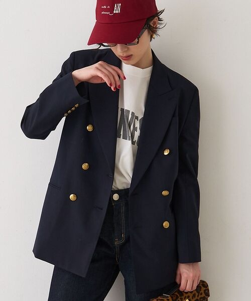 Rouge vif la cle / ルージュ・ヴィフ ラクレ テーラードジャケット | メンズライクダブルジャケット【予約】（ネイビー）