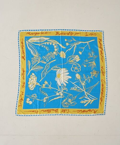 Rouge vif la cle / ルージュ・ヴィフ ラクレ バンダナ・スカーフ | 【manipuri/マニプリ】フローラ大判シルクスカーフ 88×88 日本製【予（ブルー）