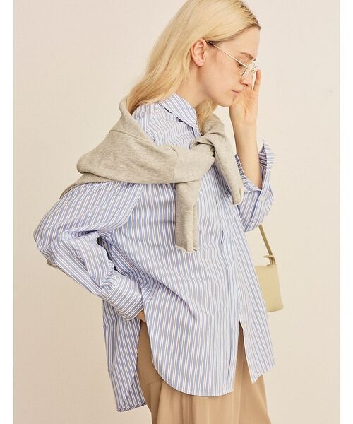 Rouge vif la cle / ルージュ・ヴィフ ラクレ シャツ・ブラウス | コットンマルチストライプビッグシャツ【予約】（サックスブルー）