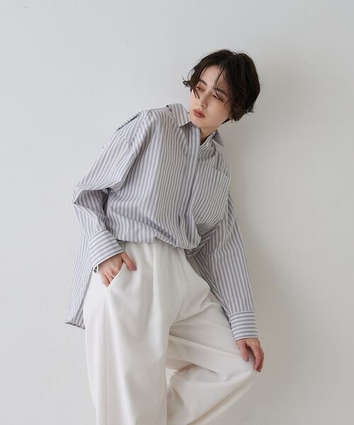 Rouge vif la cle / ルージュ・ヴィフ ラクレ シャツ・ブラウス | コットンマルチストライプビッグシャツ【予約】 | 詳細14
