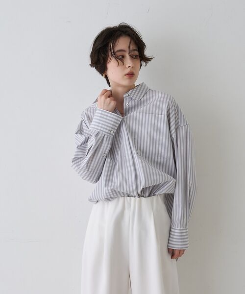 Rouge vif la cle / ルージュ・ヴィフ ラクレ シャツ・ブラウス | コットンマルチストライプビッグシャツ【予約】 | 詳細17