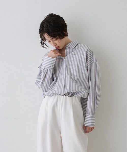 Rouge vif la cle / ルージュ・ヴィフ ラクレ シャツ・ブラウス | コットンマルチストライプビッグシャツ【予約】 | 詳細18