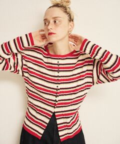 Rouge vif la cle / ルージュ・ヴィフ ラクレ ニット・セーター | ストライプ組織前後2WAYニット/カーディガン【予約】