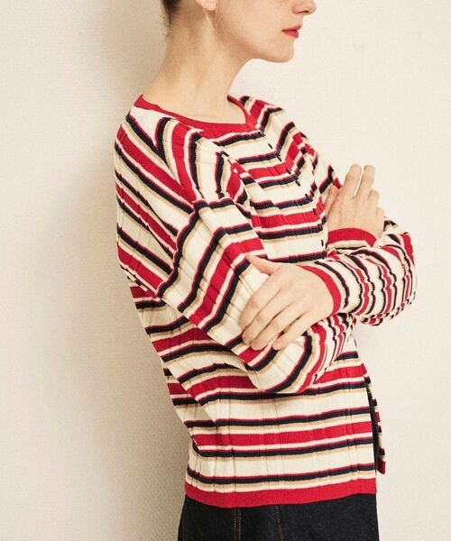 Rouge vif la cle / ルージュ・ヴィフ ラクレ ニット・セーター | ストライプ組織前後2WAYニット/カーディガン【予約】 | 詳細1