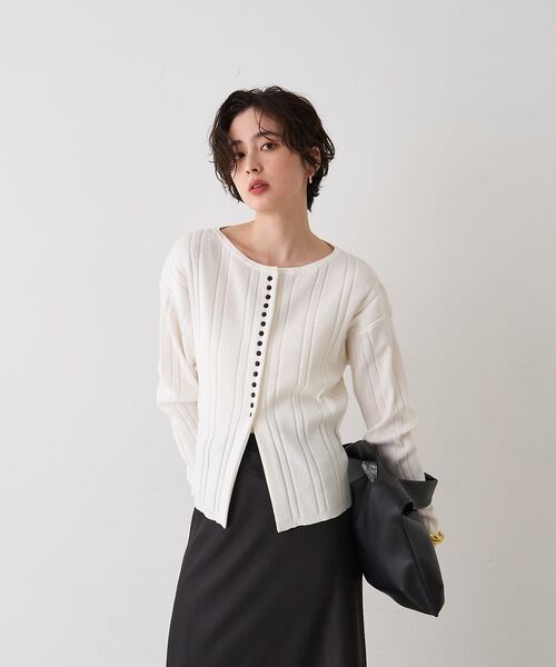 Rouge vif la cle / ルージュ・ヴィフ ラクレ ニット・セーター | ストライプ組織前後2WAYニット/カーディガン【予約】 | 詳細2