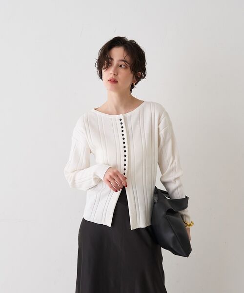 Rouge vif la cle / ルージュ・ヴィフ ラクレ ニット・セーター | ストライプ組織前後2WAYニット/カーディガン【予約】 | 詳細3