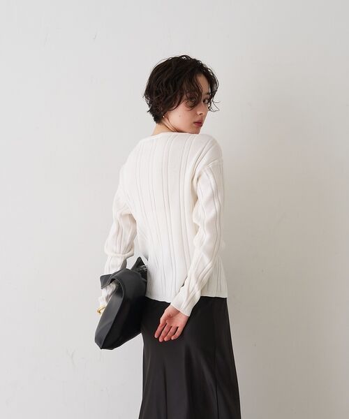 Rouge vif la cle / ルージュ・ヴィフ ラクレ ニット・セーター | ストライプ組織前後2WAYニット/カーディガン【予約】 | 詳細5