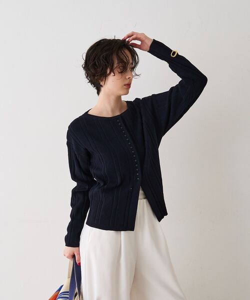 Rouge vif la cle / ルージュ・ヴィフ ラクレ ニット・セーター | ストライプ組織前後2WAYニット/カーディガン【予約】 | 詳細13