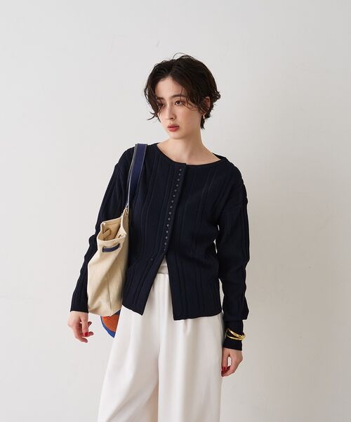 Rouge vif la cle / ルージュ・ヴィフ ラクレ ニット・セーター | ストライプ組織前後2WAYニット/カーディガン【予約】 | 詳細15