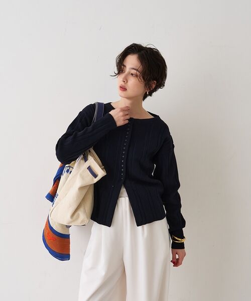 Rouge vif la cle / ルージュ・ヴィフ ラクレ ニット・セーター | ストライプ組織前後2WAYニット/カーディガン【予約】 | 詳細17