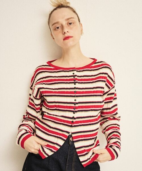 Rouge vif la cle / ルージュ・ヴィフ ラクレ ニット・セーター | ストライプ組織前後2WAYニット/カーディガン【予約】 | 詳細26