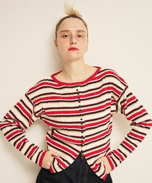 Rouge vif la cle / ルージュ・ヴィフ ラクレ ニット・セーター | ストライプ組織前後2WAYニット/カーディガン【予約】 | 詳細28