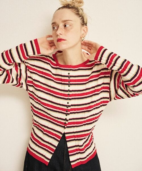 Rouge vif la cle / ルージュ・ヴィフ ラクレ ニット・セーター | ストライプ組織前後2WAYニット/カーディガン【予約】（その他）