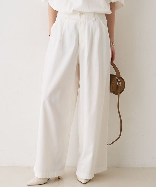 Rouge vif la cle / ルージュ・ヴィフ ラクレ パンツ | ポリコットン撥水ワイドパンツ【予約】（オフホワイト）