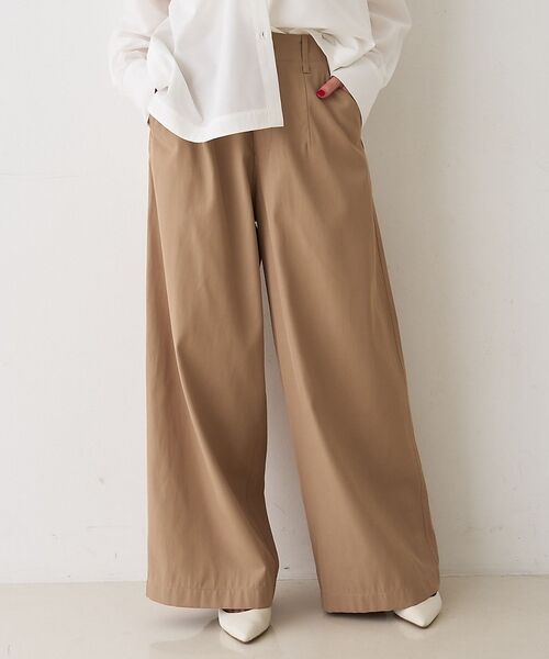 Rouge vif la cle / ルージュ・ヴィフ ラクレ パンツ | ポリコットン撥水ワイドパンツ【予約】（ベージュ）
