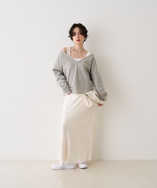 Rouge vif la cle / ルージュ・ヴィフ ラクレ ロング・マキシ丈スカート | サテンマーメイドイージーロングスカート【予約】 | 詳細10