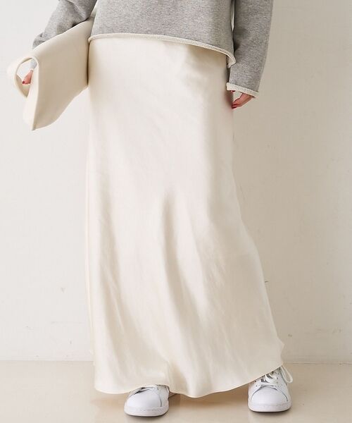 Rouge vif la cle / ルージュ・ヴィフ ラクレ ロング・マキシ丈スカート | サテンマーメイドイージーロングスカート【予約】（オフホワイト）