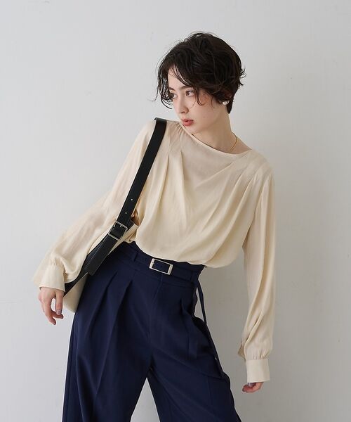 Rouge vif la cle / ルージュ・ヴィフ ラクレ シャツ・ブラウス | 【一部店舗限定】ドレープサテンブラウス【予約】 | 詳細1