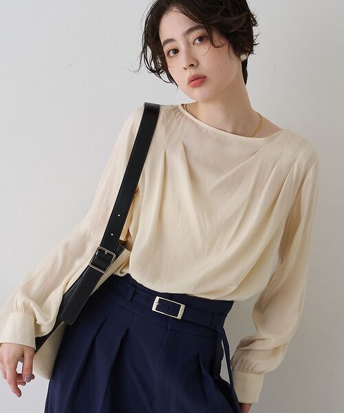 Rouge vif la cle / ルージュ・ヴィフ ラクレ シャツ・ブラウス | 【一部店舗限定】ドレープサテンブラウス【予約】（オフホワイト）