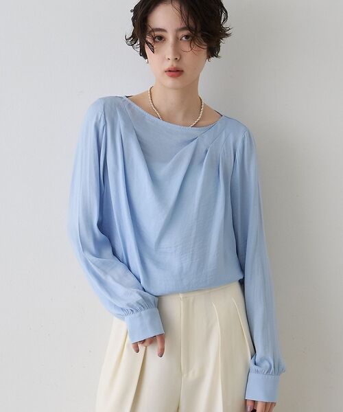 Rouge vif la cle / ルージュ・ヴィフ ラクレ シャツ・ブラウス | 【一部店舗限定】ドレープサテンブラウス【予約】（サックスブルー）