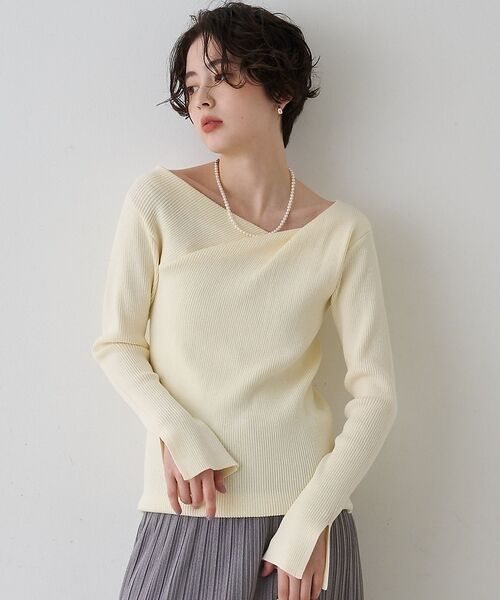 Rouge vif la cle / ルージュ・ヴィフ ラクレ ニット・セーター | 【一部店舗限定】ドレープスリットスリーブリブニット【予約】（オフホワイト）