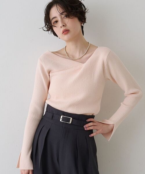 Rouge vif la cle / ルージュ・ヴィフ ラクレ ニット・セーター | 【一部店舗限定】ドレープスリットスリーブリブニット【予約】（ピンク）