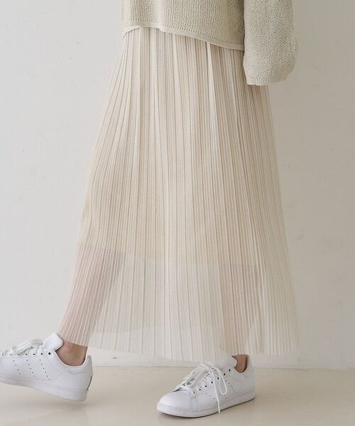 Rouge vif la cle / ルージュ・ヴィフ ラクレ ロング・マキシ丈スカート | 【一部店舗限定】ラメシアープリーツスカート（アイボリー）